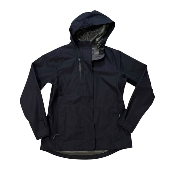 Lands' End Women's Rain Jacket Size Medium 10-12 Hooded Navy Blue - Picture 2 of 11